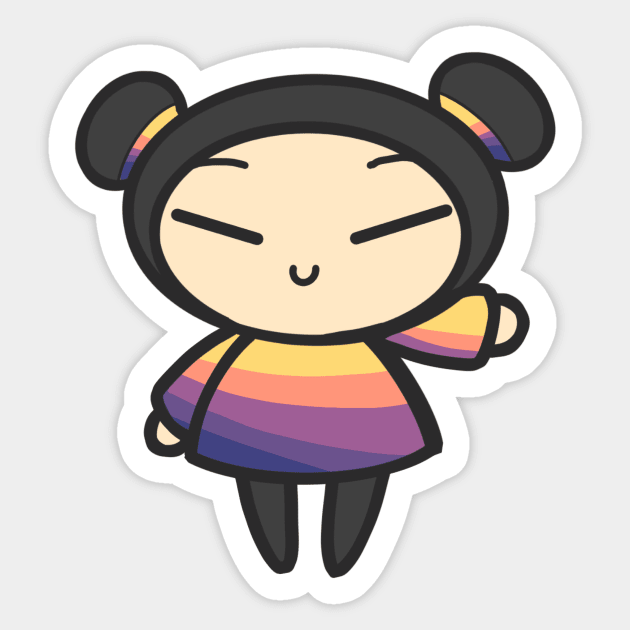 Sunset Vaporwave Pucca Sticker by aishiiart